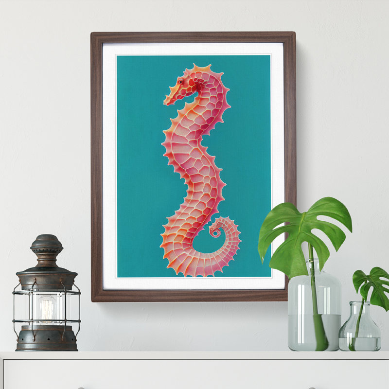 Profile Of A Seahorse No.1 - Single Picture Frame Print, 34cm H x 25cm W x 2cm D, Walnut Framed