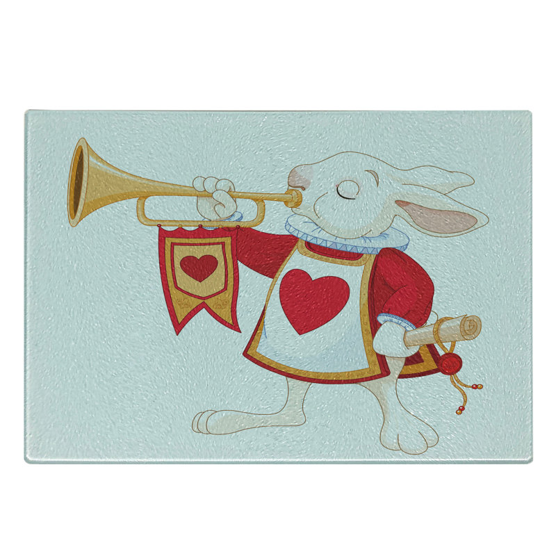 Caricature de planche à découper Ambesonne en verre trempé lapin jaune blanc rouge