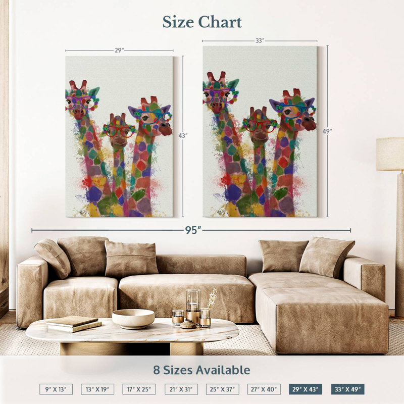 Brampt Rainbow Splash Giraffe Trio, 48" H x 32" W
