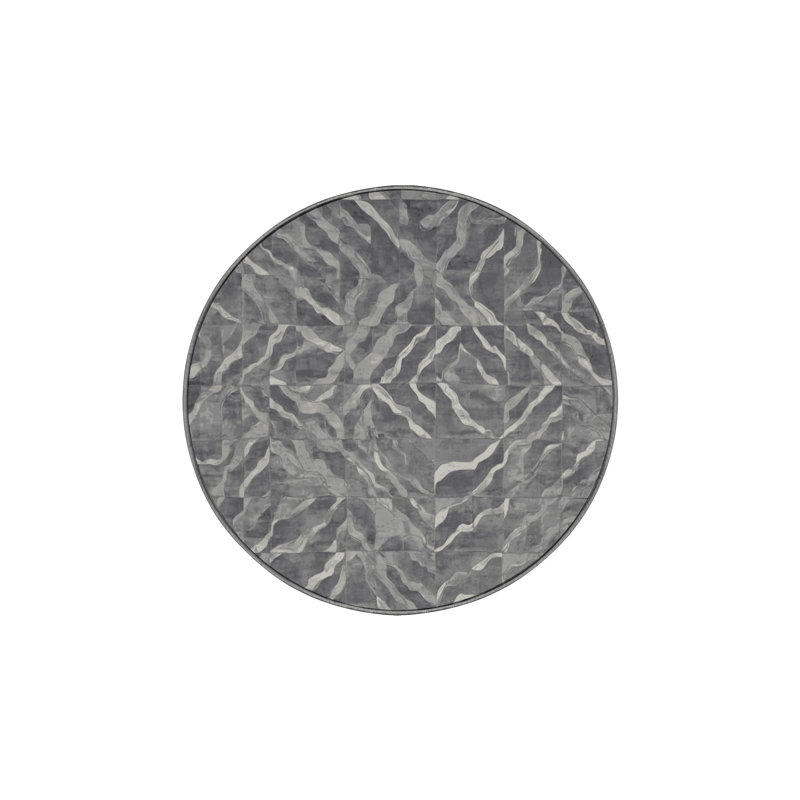 Tapis gris lavable à la machine, Rond 4 pi