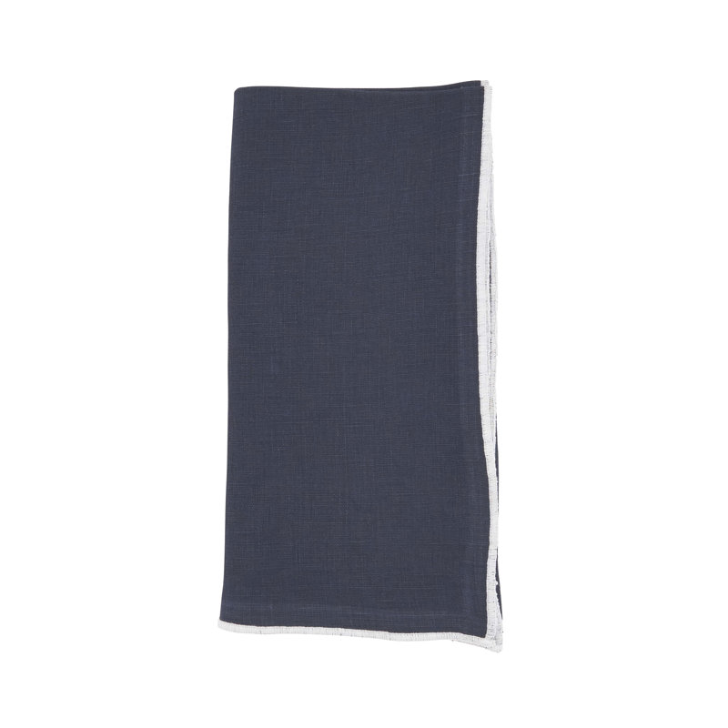 Set of 4 Dartmouth Linen No Pattern Square Napkins, Midnight Blue