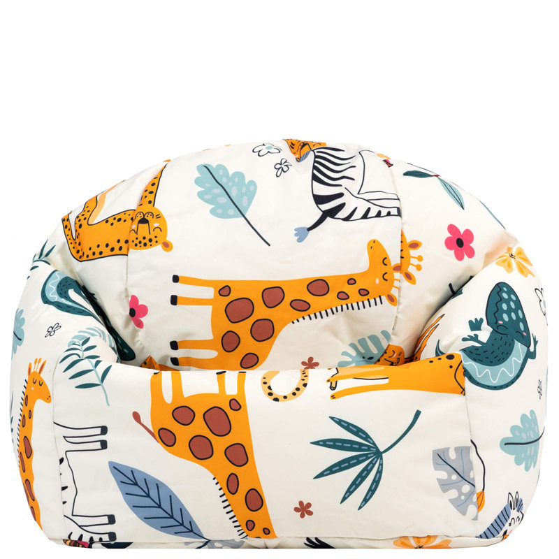 icon Kids Kingston Jurassic Dinosaur Print Classic Bean Bag, Safari (White)