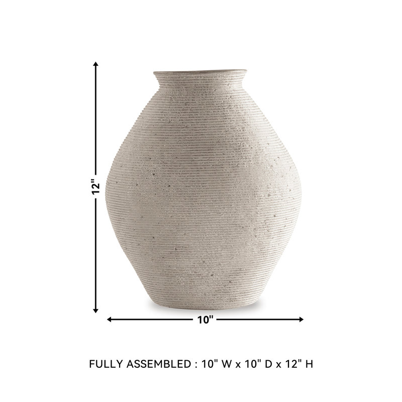 Metal Table Vase, White, 12" H x 10" W x 10" D
