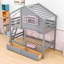 Lit superposé simple en bois 2 tiroirs avec boîte de rangement-1324406460
