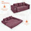 Canapé-lit convertible compact à trois sièges au design minimaliste, futon avec siège-lit désossé, canapé de plancher en velours côtelé doux, appuis-tête réglables et mobiles, soutien dorsal épais-1777749010