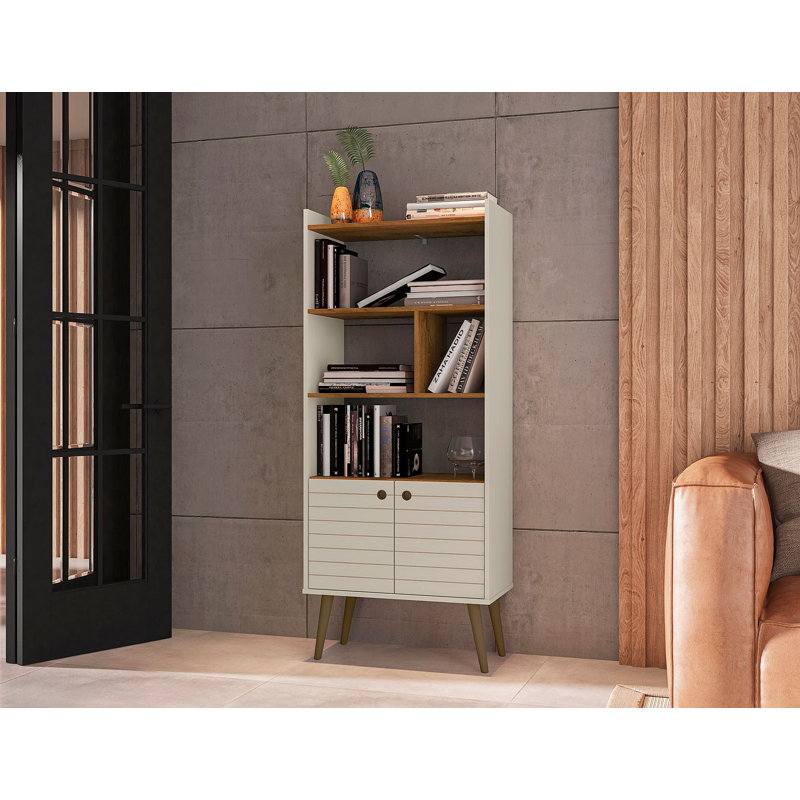Helaina Geometric Storage Bookcase, Off White