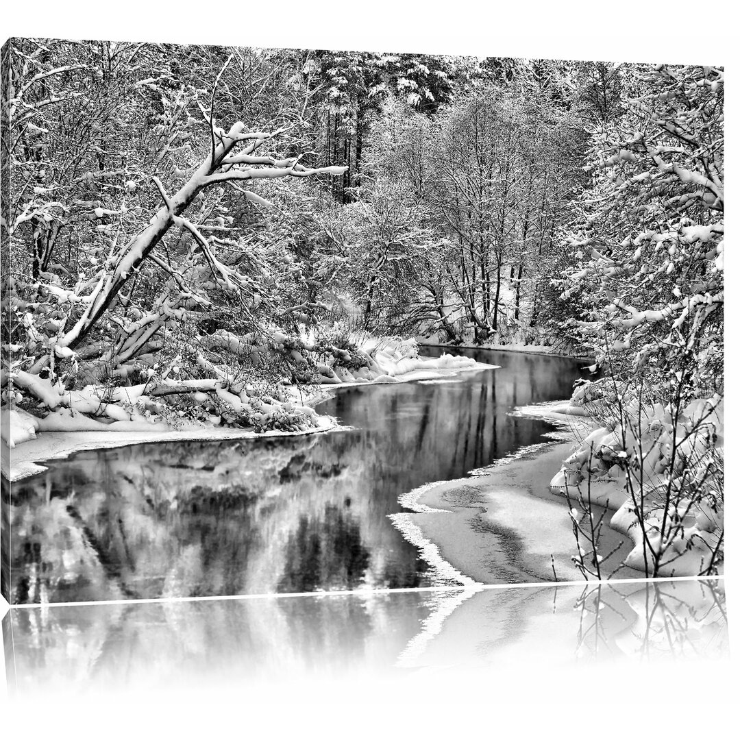 Leinwandbild Atemberaubende Winterlandschaft in Monochrom