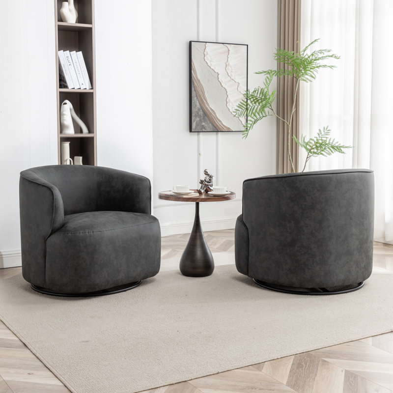Fauteuil demi-tonneau pivotant Jalena, Polyester gris anthracite