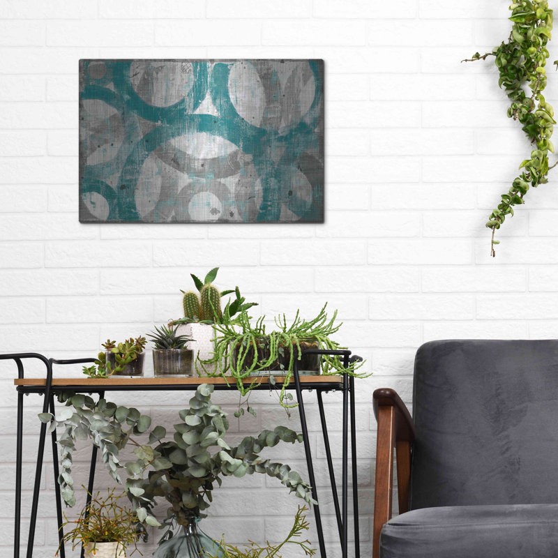 Orren Ellis «Industrial I Teal» par Michael Mullan, art mural en métal, H 12 po x l 16 po