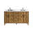 Clara 60" Double Bathroom Vanity in Weathered Brown with Calacatta Truffle White Quartz Countertop No Mirror