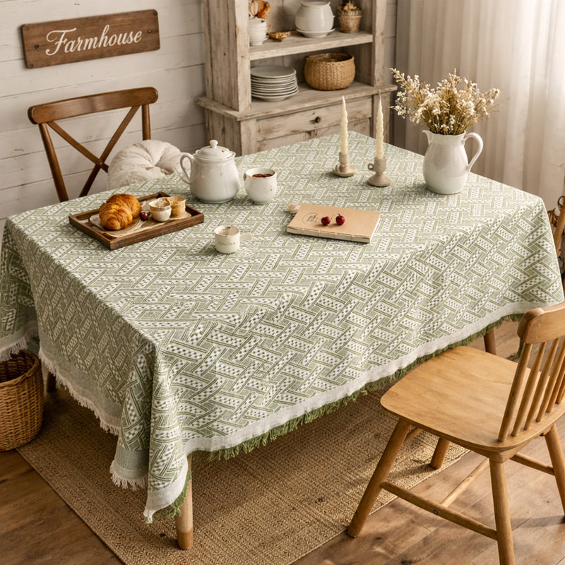 Nappe Farmhouse, 72 po carré, Vert