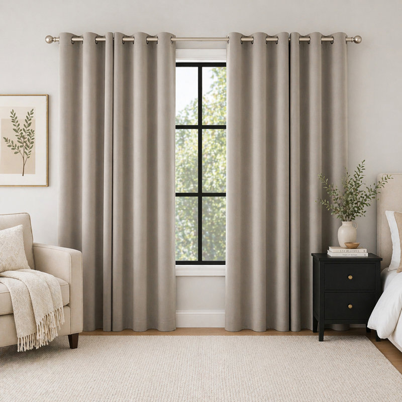 Sheridan Dual-Side Magnetic Closure 100% Blackout Grommet Curtain Panel, 40" W X 108" L, Stone