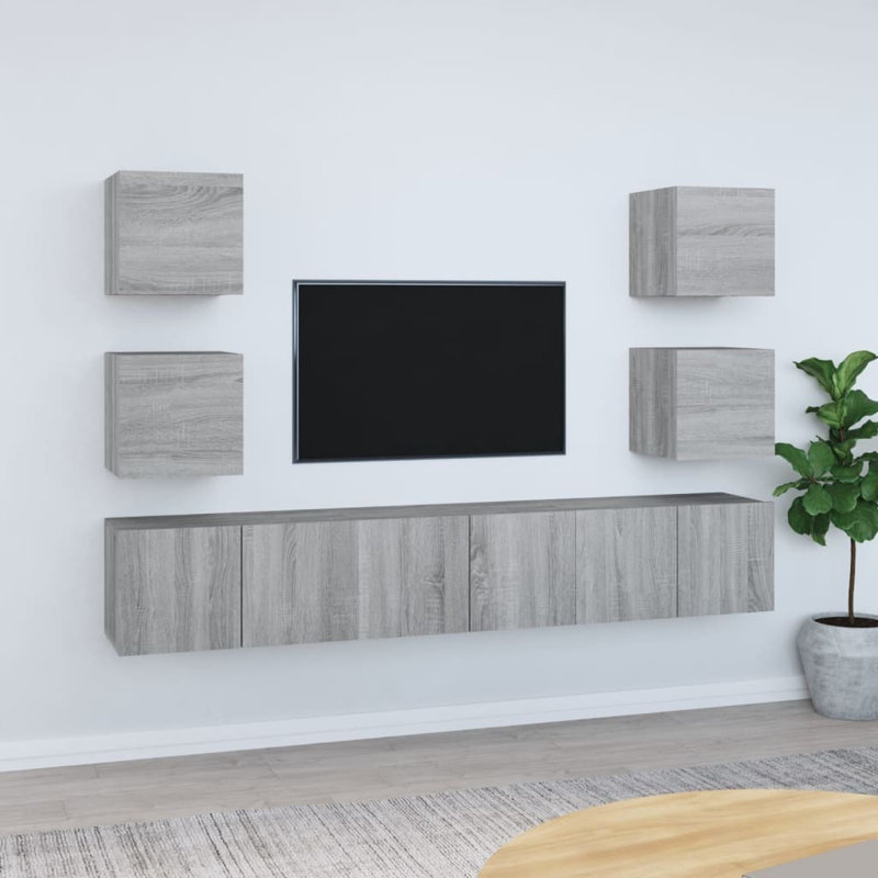 Korrine Unfinished TV Stand, Grey Sonoma