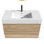 Bathroom Vanity With Oak Finish, Wall Mounted, Double Drawer Setup, E0 Water - Silent System Mounted Vanity, Design Featureset, Soft Closing Drawers, E1 Componentset, U Shaped Drainage Designation-752502649