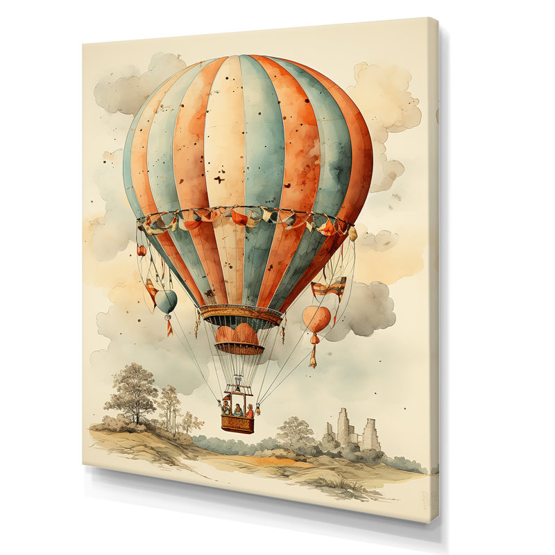 Décoration classique ballon à air chaud I - décoration murale montgolfière, Toile tendue, H 44 po x l 34 po x P 1,5 po