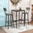 3-Piece Industrial Bar Table Set with Square Table and 2 Upholstered Stools-1715127136-1715127137