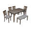 Ensemble de salle à manger en bois 6 pièces avec table rectangulaire, 4 chaises rembourrées et banc pour des repas et des réunions de famille confortables-281252229