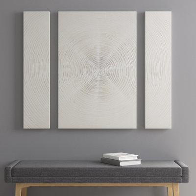 Art abstrait en forme de spirale texturée argentée à la main pour la chambre à coucher, le salon, les crochets de peinture métallique inclus l'encre + la toile murale lierre, la texture gel d'entrée