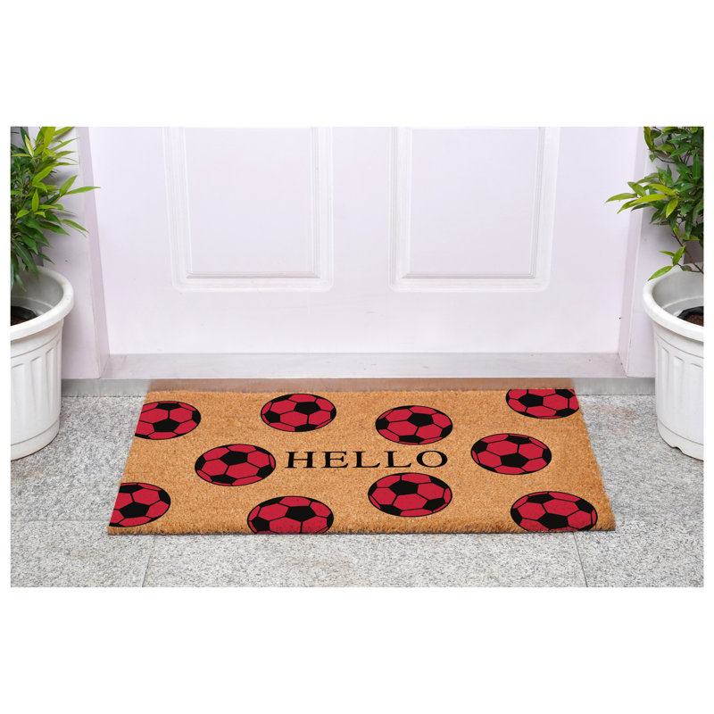 Paillasson Soccer Hello, Noir / Rouge