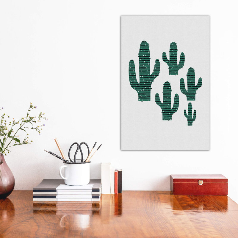 Cactus Crowd - impression d'art graphique, H 18 po x l 12 po x 1,5 po, Toile tendue