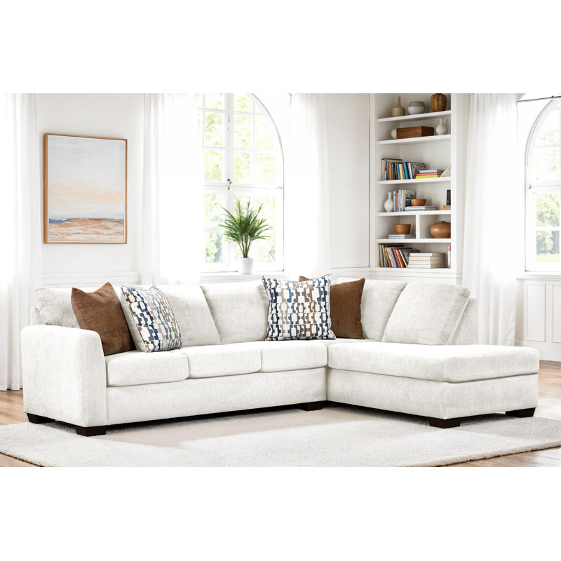 Whitsett Parchment 2 PC Sectional, Ivory Polyester