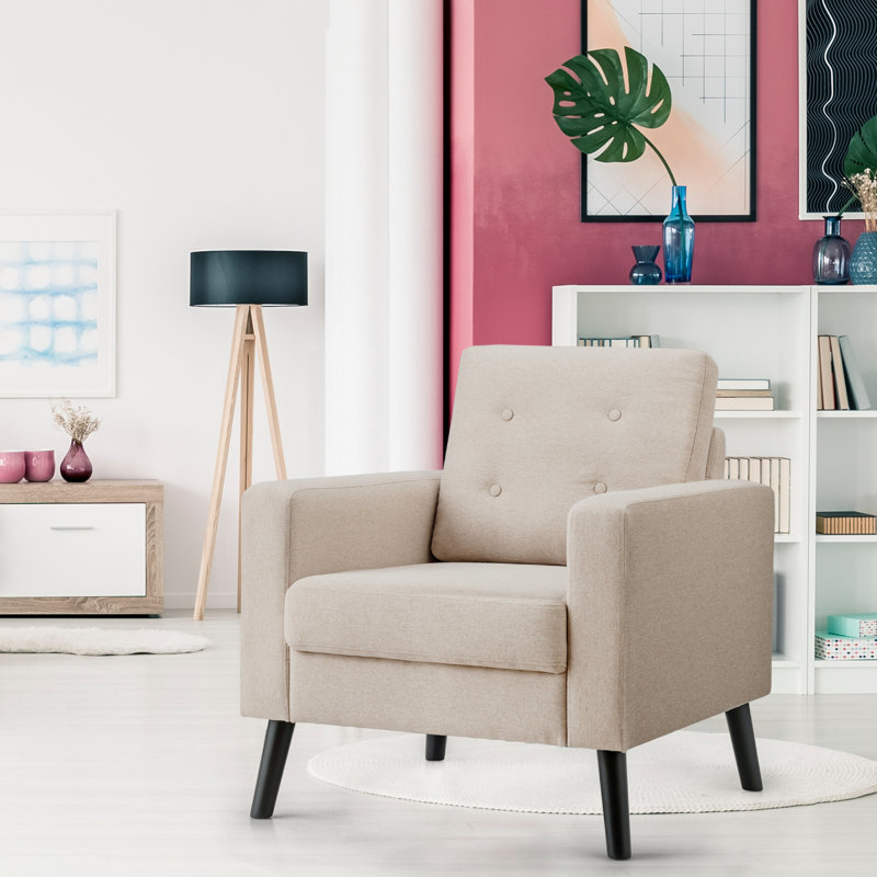 Araujo Upholstered Armchair, Beige Linen