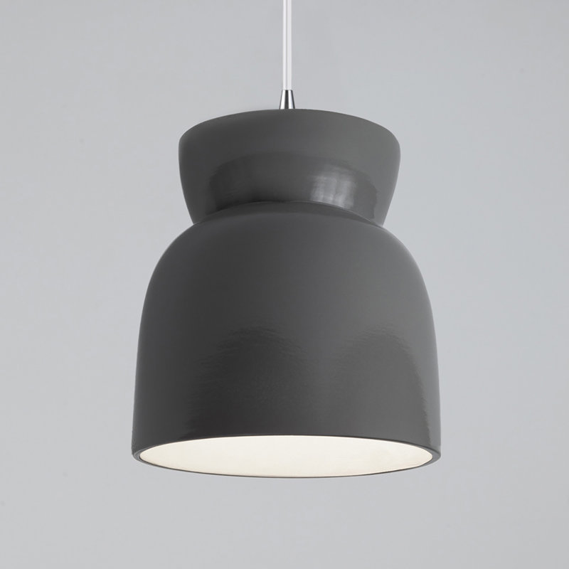 Luminaire suspendu sablier Breeona, Gris brillant, Chrome poli