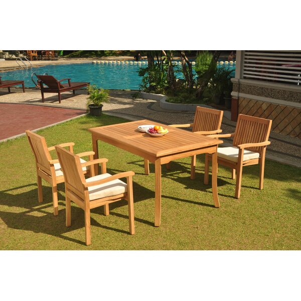 Rosecliff Heights Oakpark 4 - Person Rectangular Teak Outdoor Dining ...