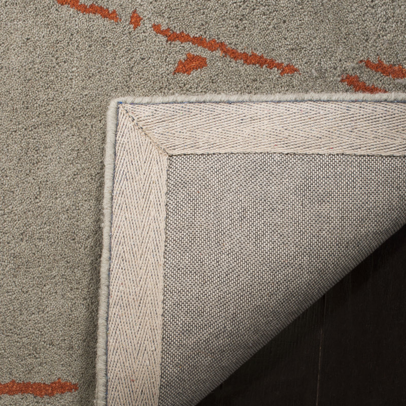 Tapis beige / rouge en laine touffeté à la main Amier, Rectangle 3 pi 6 po x 5 pi 6 po