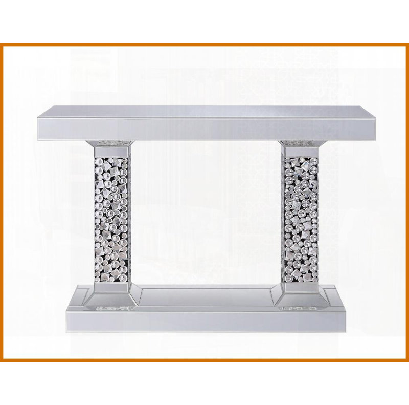 Table basse à miroir Lachina avec faux bijoux - Glamour de luxe & amp; Améliorant l'espace pour le salon / le vestibule