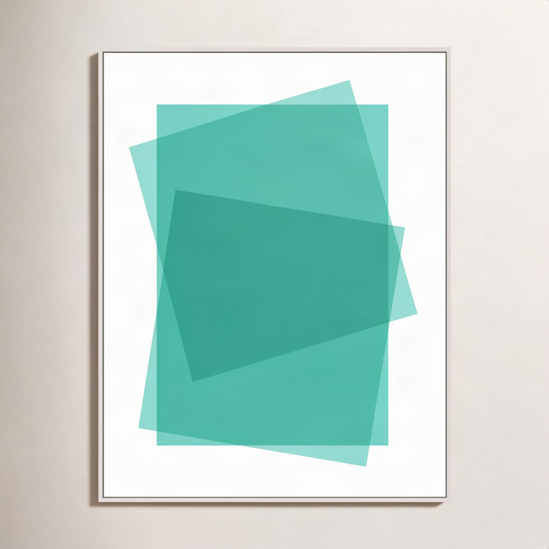 Aqua Kami Framed Graphic Art by Jacques Pilon, White Framed Canvas, 20" H x 16" W