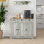 Buffet avec comptoir en bois massif, armoire de rangement de cuisine moderne, armoire à café avec 3 tiroirs, portes et tablette réglable-924925293