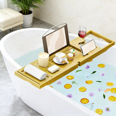 Plateau de baignoire extensible en bambou