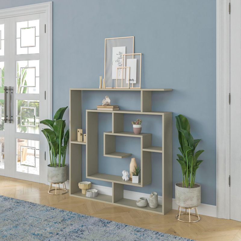 Abston Geometric Bookcase, Light Mocha
