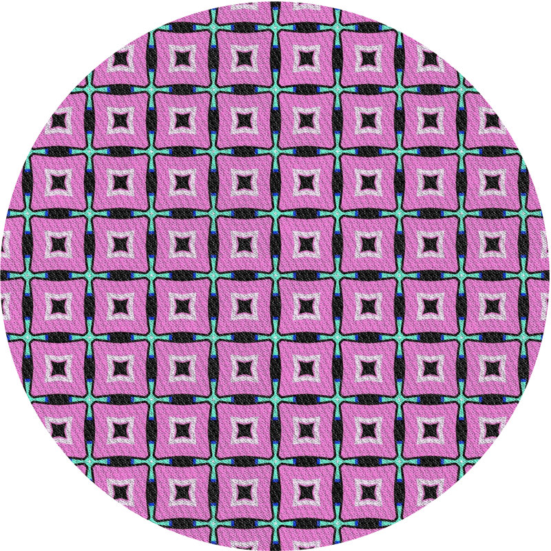 Tapis mauve à motif géométrique, Rond 7 pi