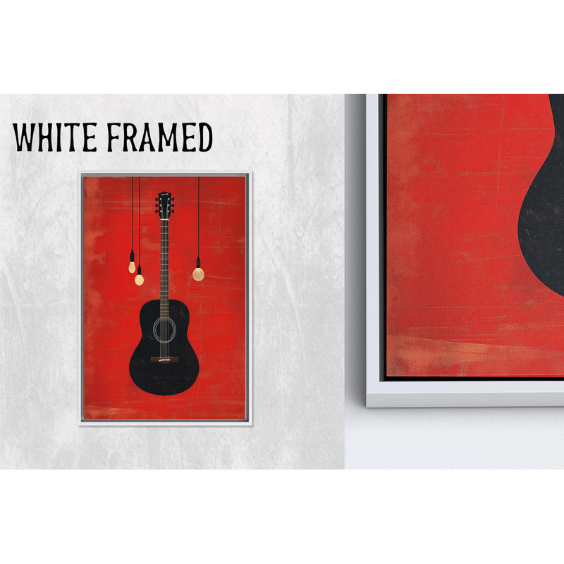 Toile imprimée: art mural abstrait guitare - décor de salle de musique élégante, 1P, 102,4 po H x 47,3 po l