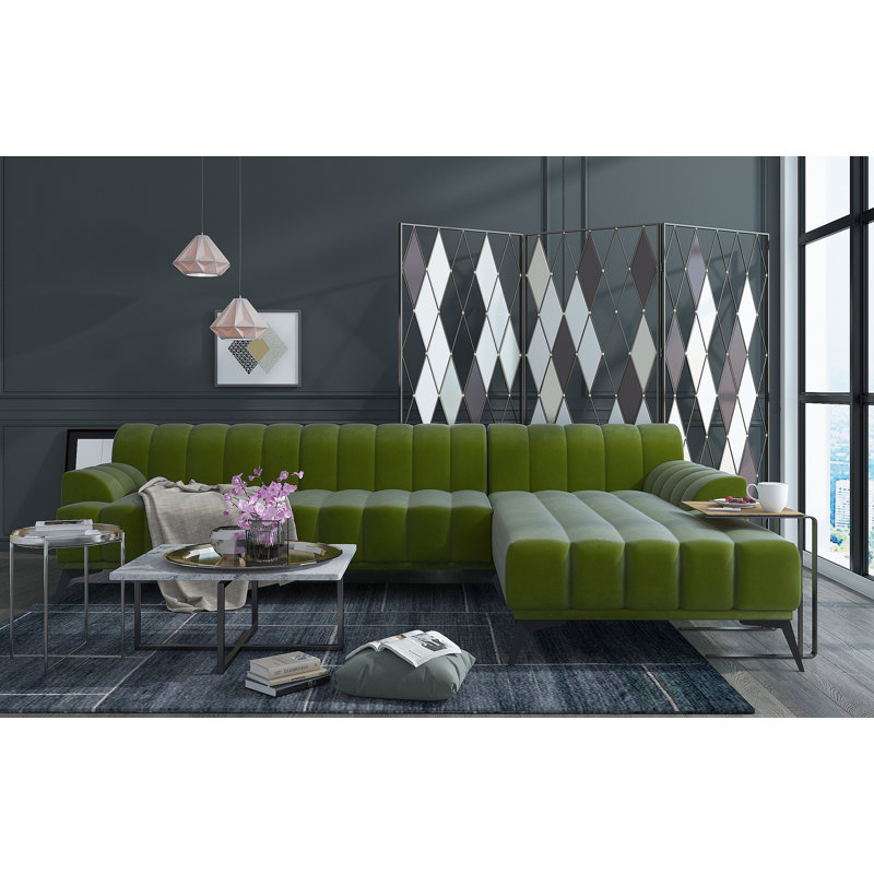 Wallen 3 Seater Corner Sofa, Green