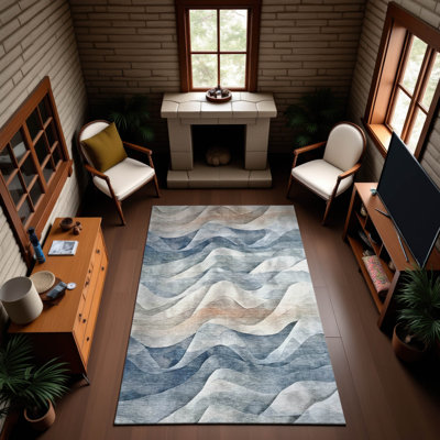 Premium Machine Washable Harjo AMF1619 Waves Rug