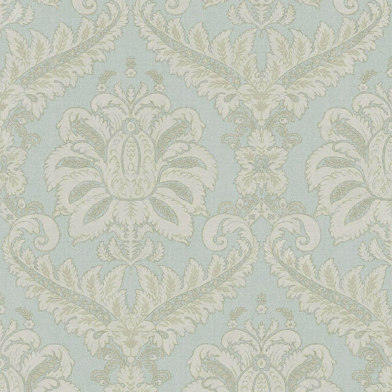 Ornamenta Collection Traditional Damask Wallpaper Roll, Light Blue