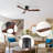 52 Inch Ceiling Fan With Light, 3 Solid Wood Blades,Remote Control,6-Speed Reversible DC Motor For Bed Room,Dining Room,Living Room.