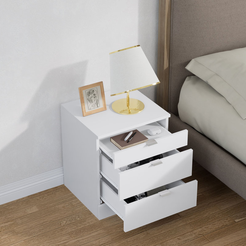 3 Drawers Bedside Table Bt301, White