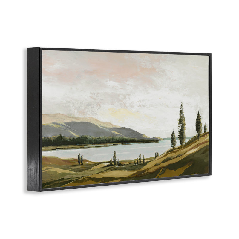 «Calm Scenic Landscape», estampe numérique, design par Max Maxx, H 12 po x l 18 po, Giclée encadrée noir minuit