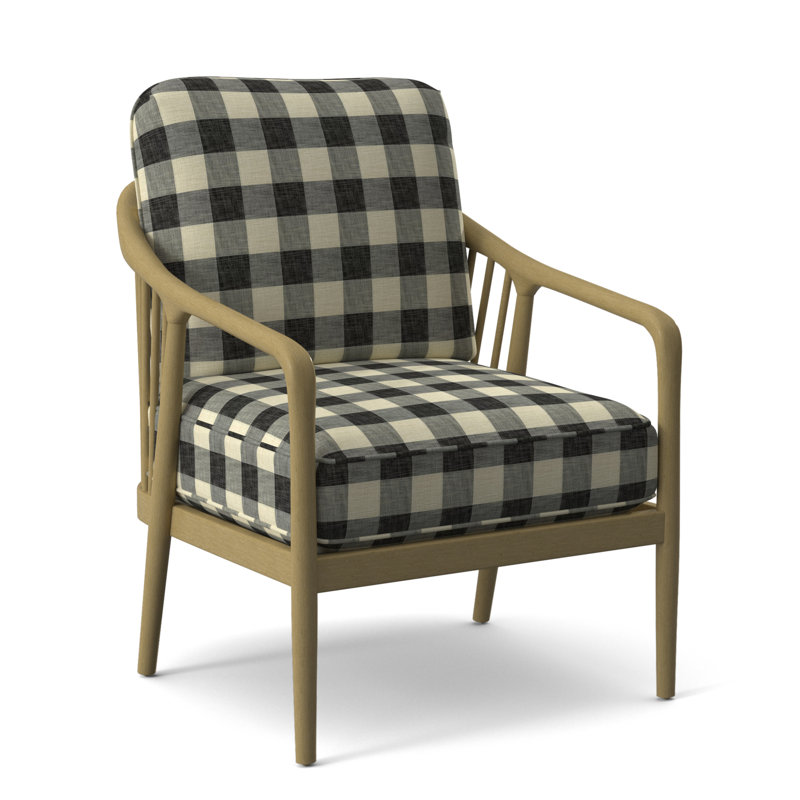 Guinevere Armchair, Antique Frost White, Black Buffalo Check; 0120-81