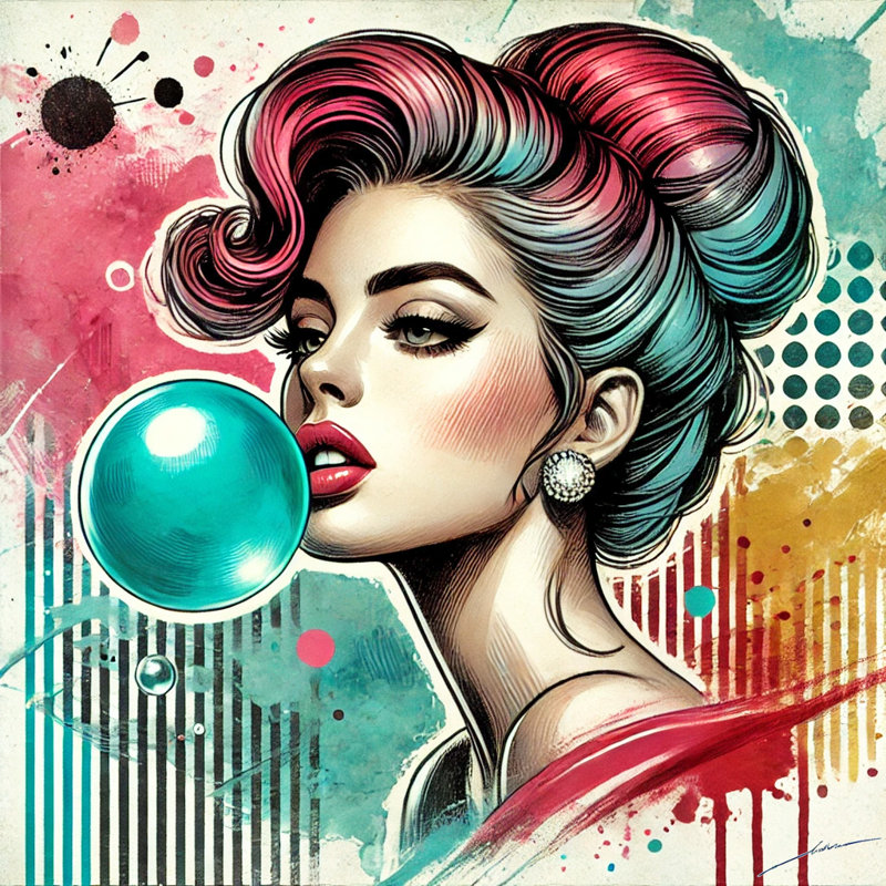 Art sur toile Vif Glam Bubblegum, H 12 po x l 12 po x P 1 po
