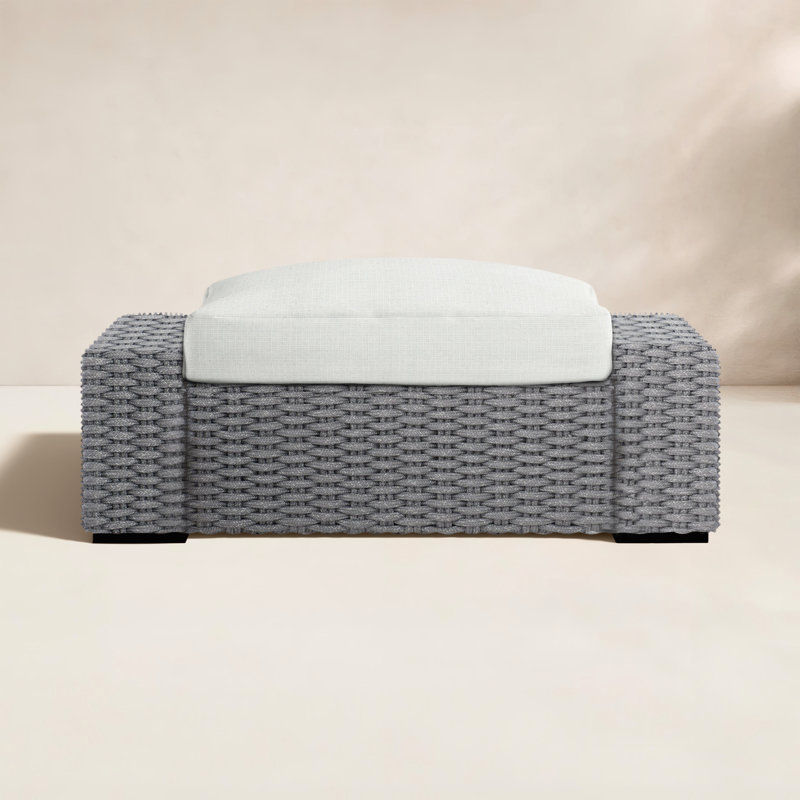 Capri Rope Outdoor Ottoman, Cream Linen 6025-002