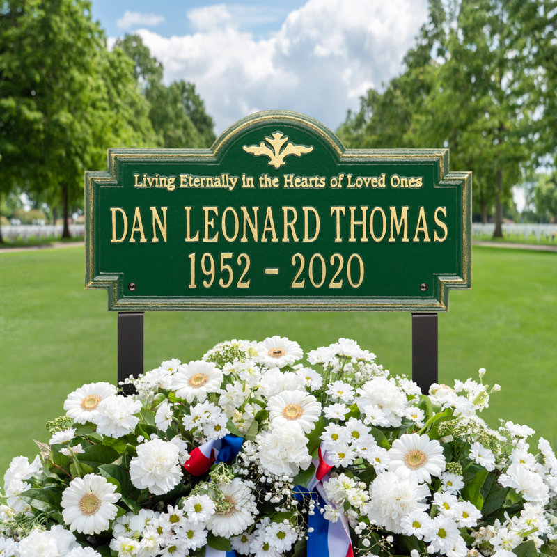 Arlington 'Living Eternally' Memorial Plaque, Yes, Green/Gold