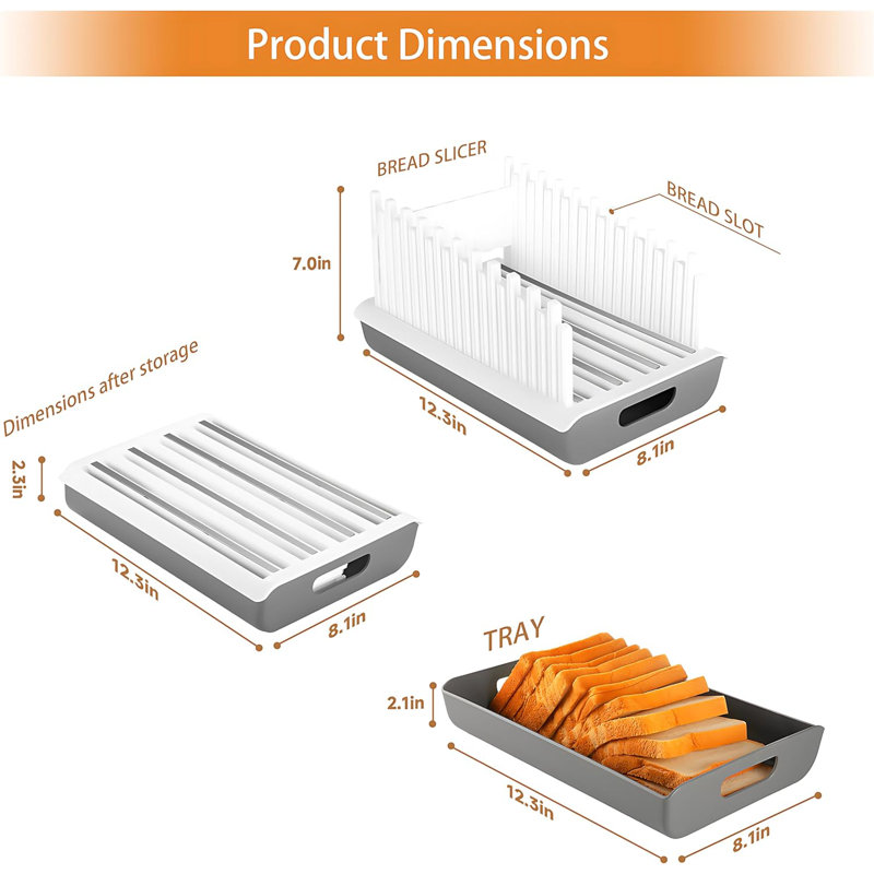 Bread Slicer Guide For Homemade Bread With 304 Stainless Steel Sheet And Storage Tray?3-Slice Thickness,Adjustable Width Making Tools For Cake?Bagels?Toast
