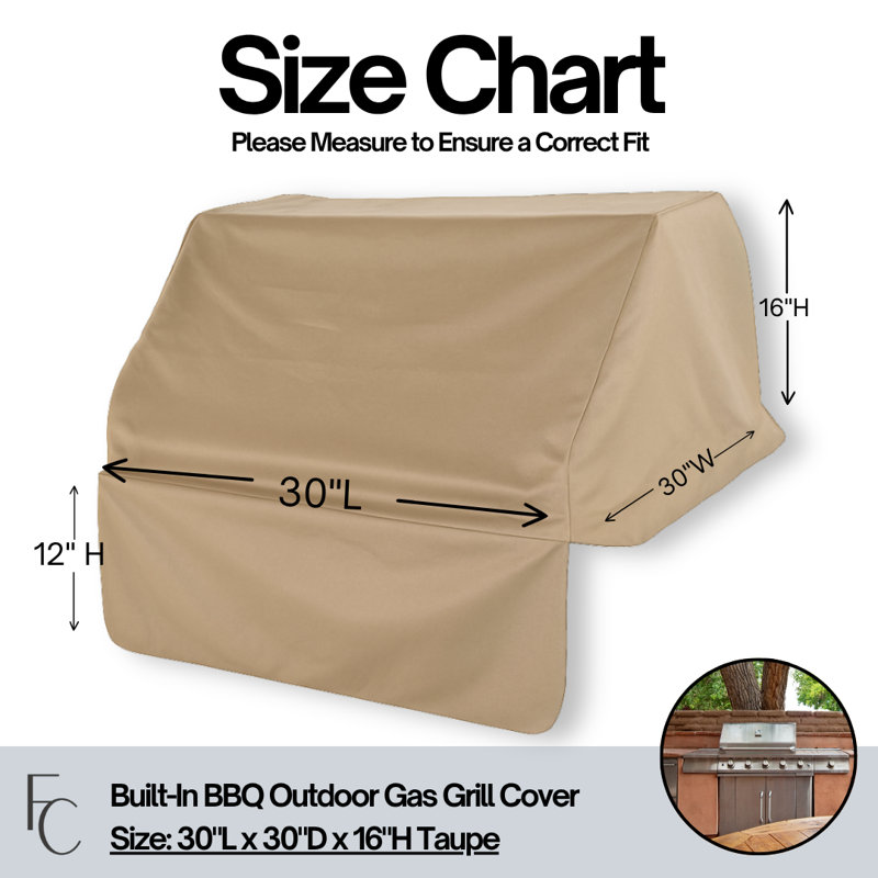 Housse de protection pour barbecue encastrée 30 po / extérieur pour îlot de cuisine en polyester 600D, imperméable Covered Living