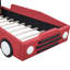 Lit simple rouge avec construction en forme de voiture de course et roues, plateforme de détente sécuritaire, conception de voiture stable et confortable-524623469