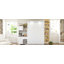Grand lit escamotable avec armoire de rangement, support à vin, porte-verre, tiroirs et bande DEL multicolore, blanc-1363827424